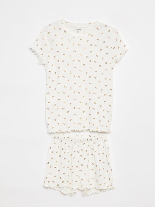 Korte pyjama met T-shirt + short van ribstof - 2-delig - Kiabi