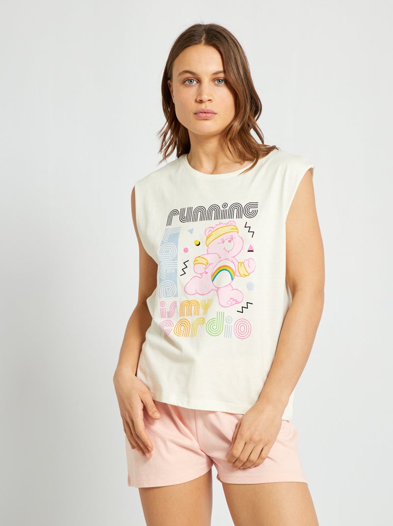 Korte pyjama met 'Troetelbeertjes'-print - 2-delig roze - Kiabi