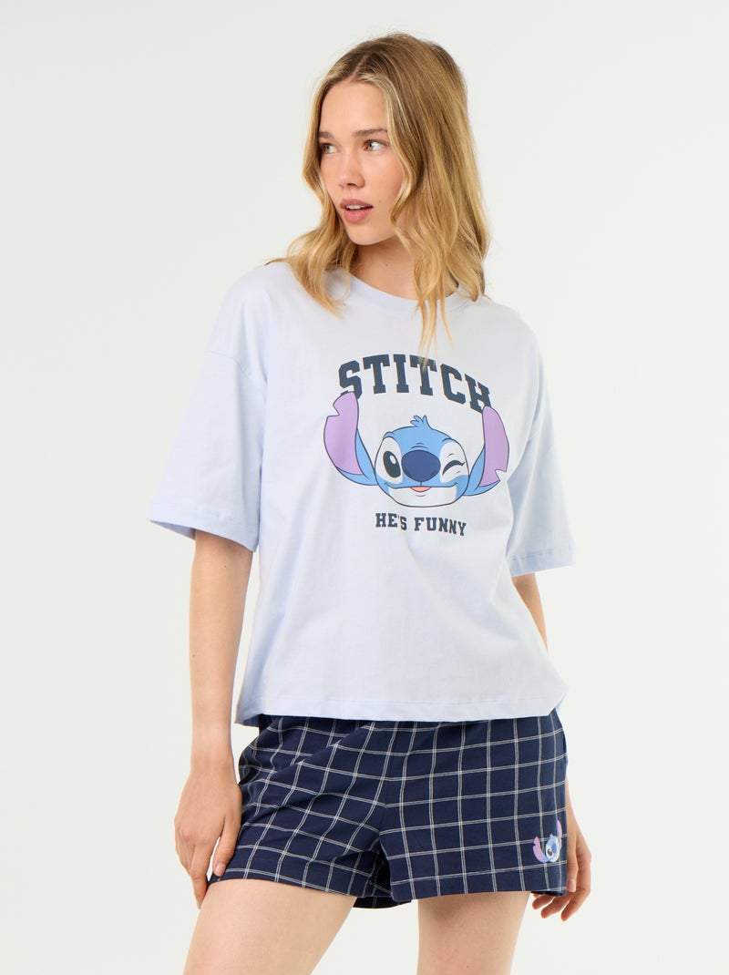 Korte pyjama 'Stitch' - 2-delig Blauw - Kiabi