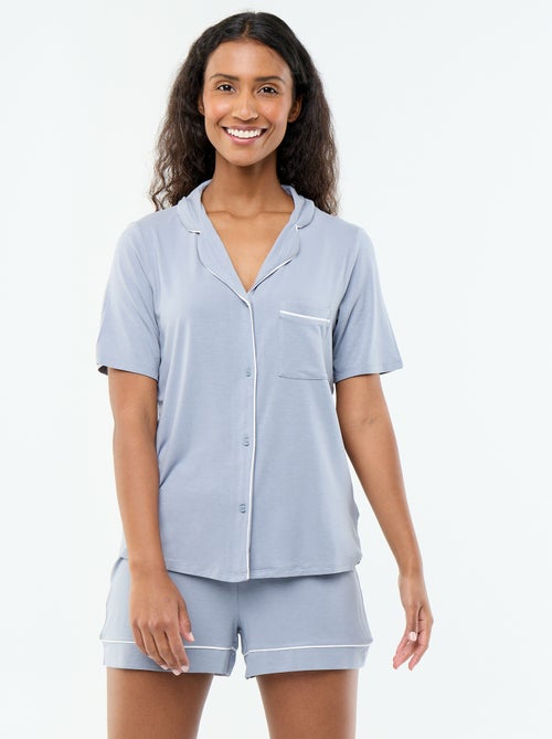 Korte pyjama van gemêleerde viscose - 2-delig - Kiabi