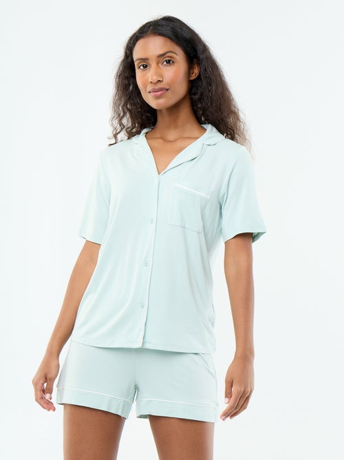 Korte pyjama van gemêleerde viscose - 2-delig - Kiabi Korte pyjama van gemêleerde viscose - 2-delig - Kiabi