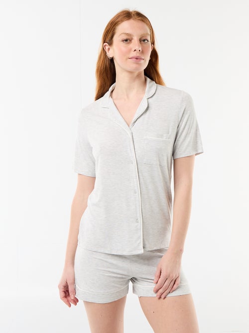Korte pyjama van gemêleerde viscose - 2-delig - Kiabi