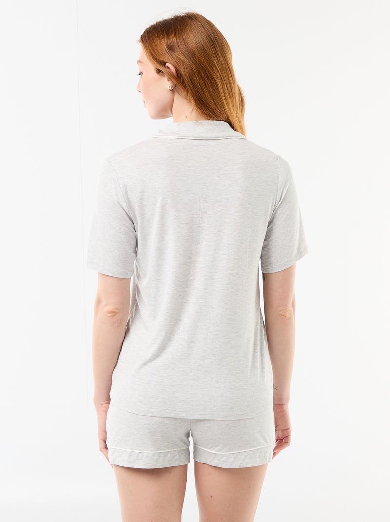 Korte pyjama van gemêleerde viscose - 2-delig Grijs - Kiabi