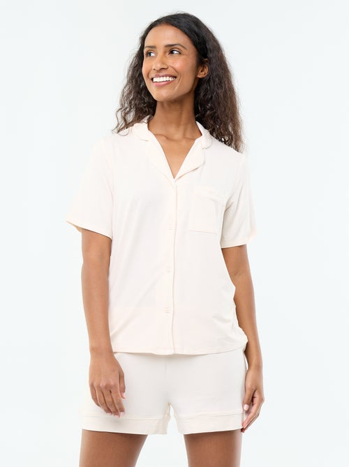 Korte pyjama van gemêleerde viscose - 2-delig - Kiabi