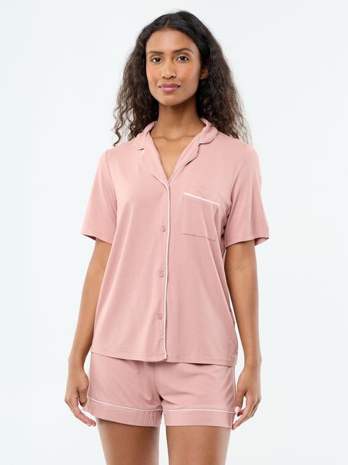 Korte pyjama van gemêleerde viscose - 2-delig - Kiabi
