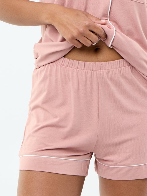 Korte pyjama van gemêleerde viscose - 2-delig - Kiabi