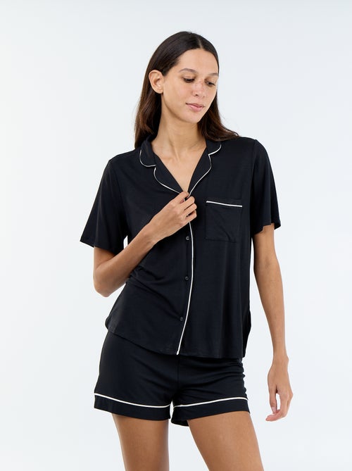 Korte pyjama van gemêleerde viscose - 2-delig - Kiabi