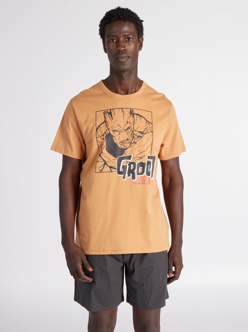 Korte pyjama van jersey - 2-delig BRUIN - Kiabi