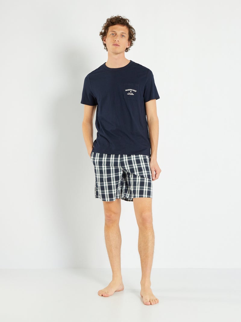 Korte pyjama van jersey - 2-delig - groen geruit - 22.00
