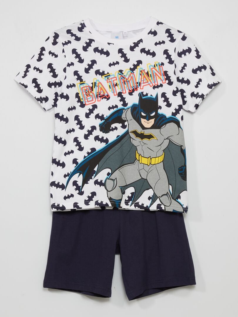Korte pyjama van jersey 'Batman' - 2-delig wit / zwart - Kiabi