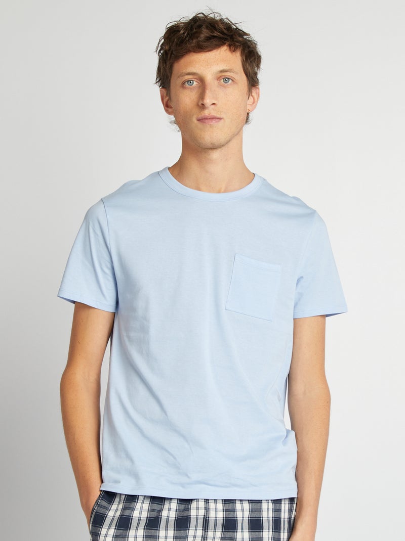 Korte pyjama van poplin - 2-delig BLAUW - Kiabi