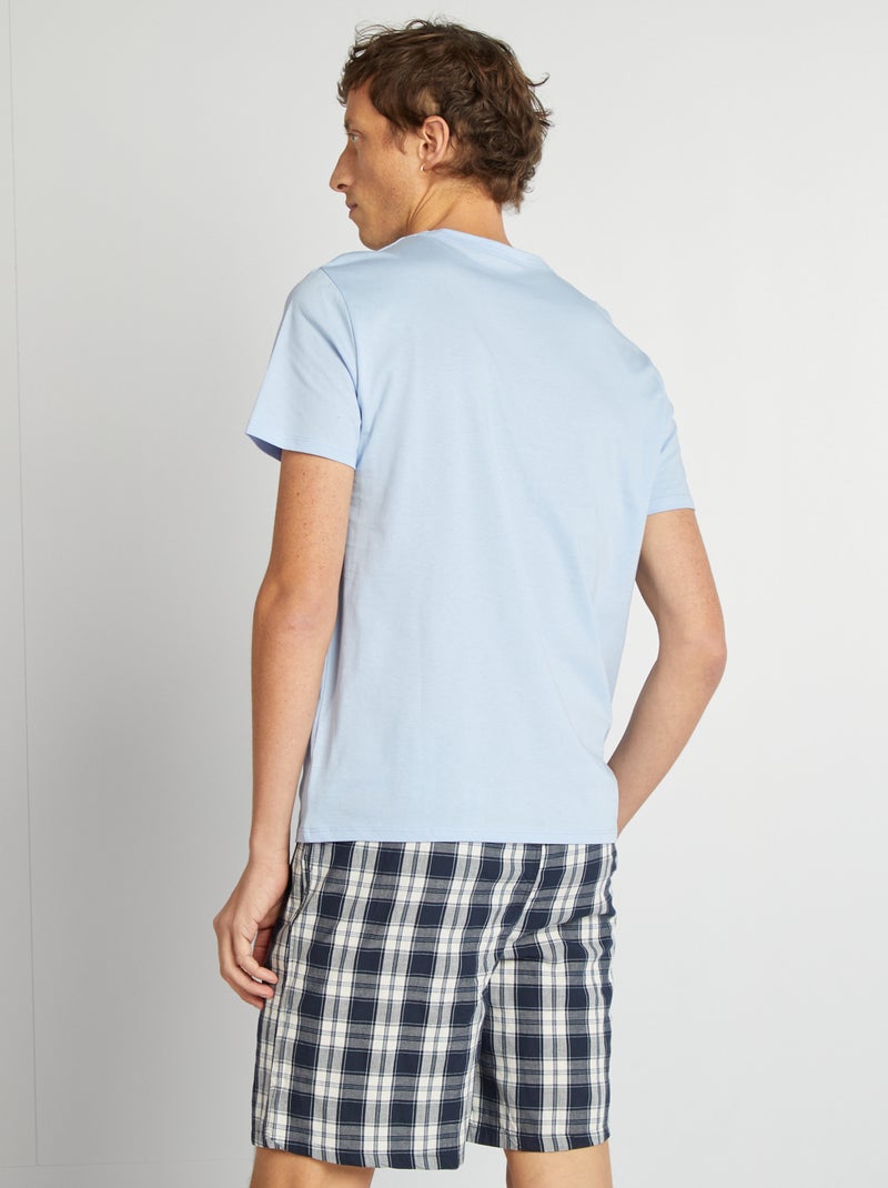 Korte pyjama van poplin - 2-delig BLAUW - Kiabi