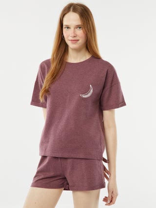 Korte pyjamaset - T-shirt met borduursel + short - 2-delig