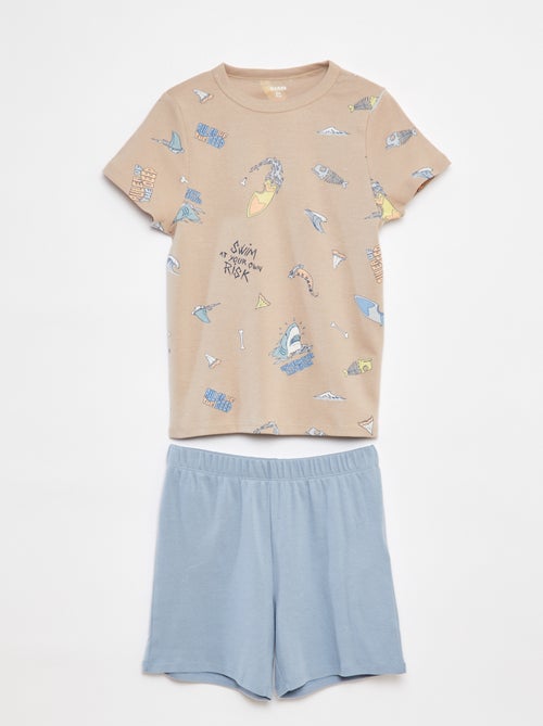 Korte pyjamaset- T-shirt + short met print - 2-delig - Kiabi