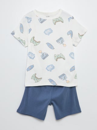Korte pyjamaset- T-shirt + short met print - 2-delig