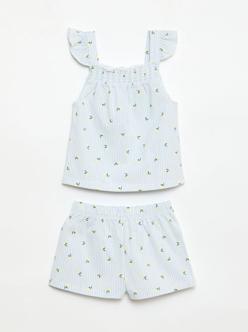 Korte pyjamaset met volanttop + short - 2-delig - Kiabi