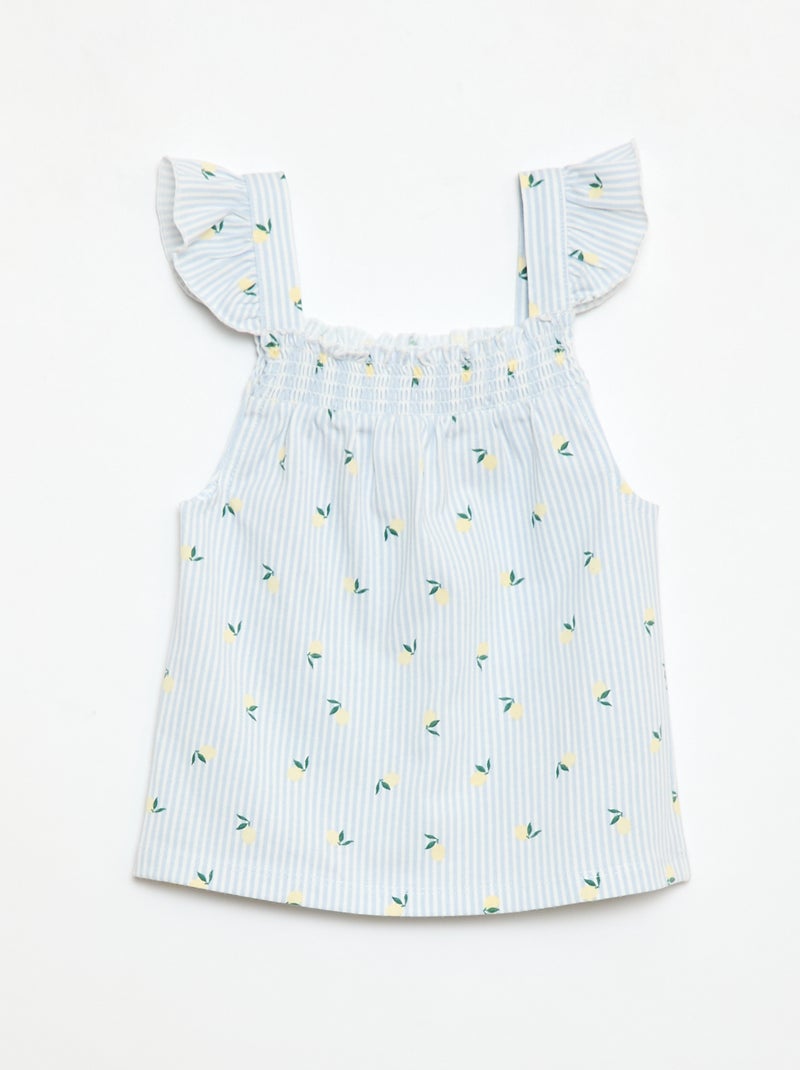 Korte pyjamaset met volanttop + short - 2-delig Blauw - Kiabi