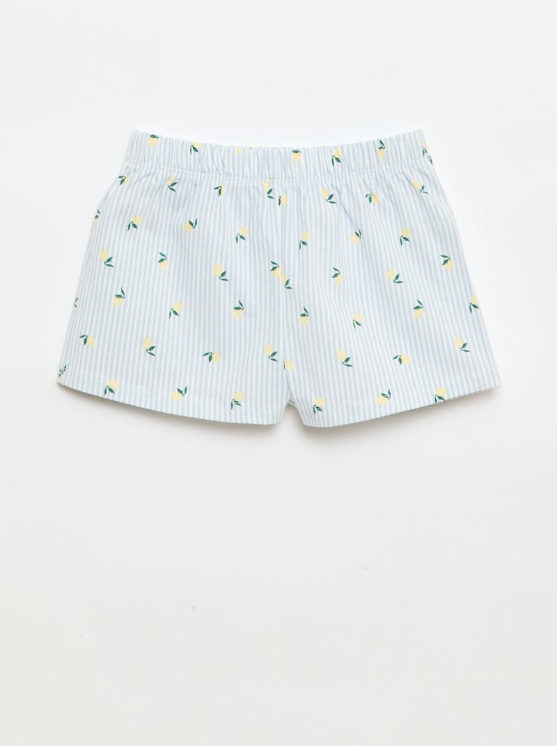 Korte pyjamaset met volanttop + short - 2-delig Blauw - Kiabi