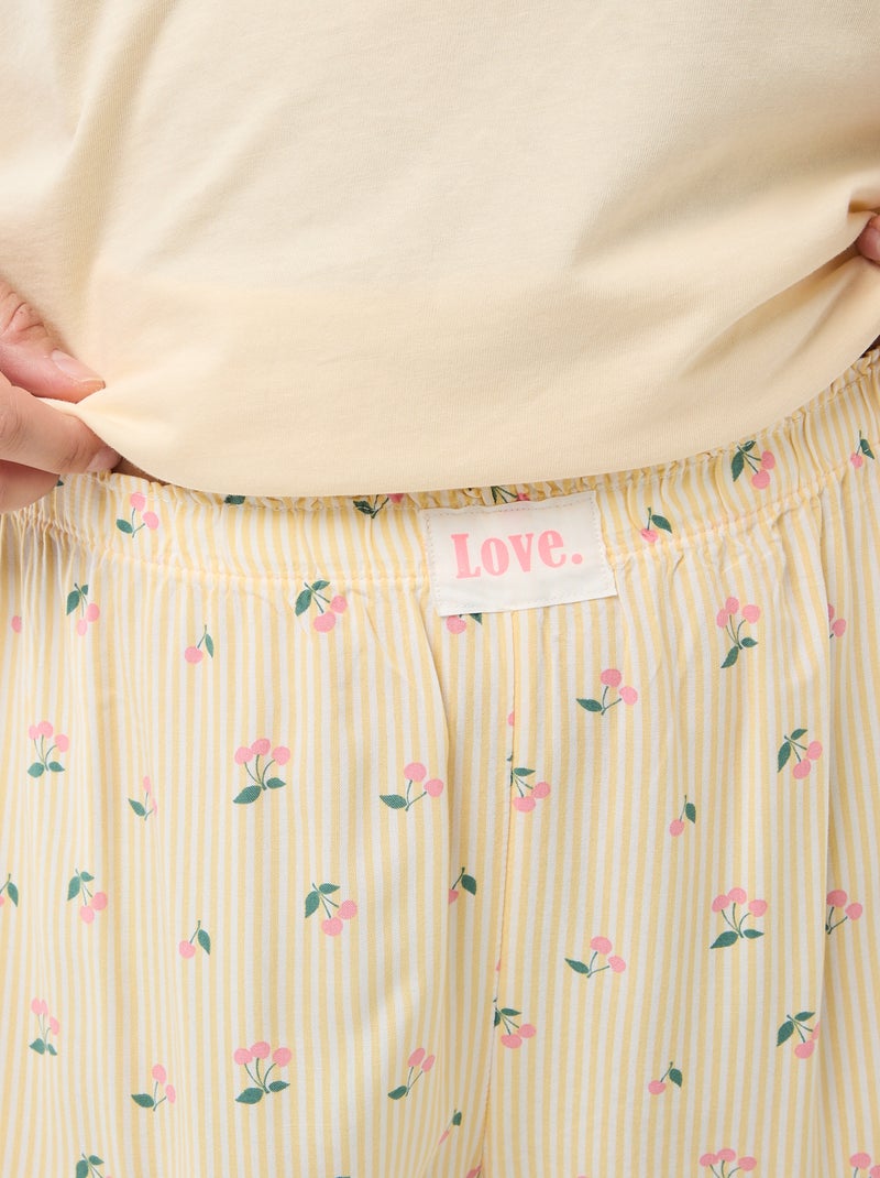 Korte pyjamaset T-shirt + short - 2-delig Geel - Kiabi