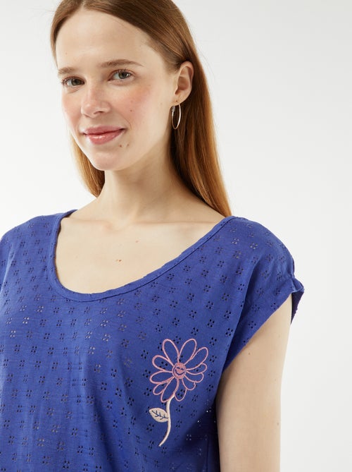 Korte pyjamaset van pointelletricot - T-shirt + short - 2-delig - Kiabi