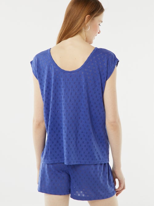 Korte pyjamaset van pointelletricot - T-shirt + short - 2-delig - Kiabi