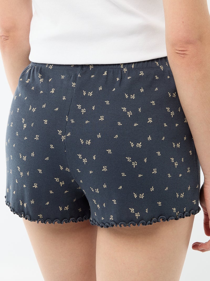 Korte pyjamashort met all-over bloemenprint van katoen Blauw - Kiabi
