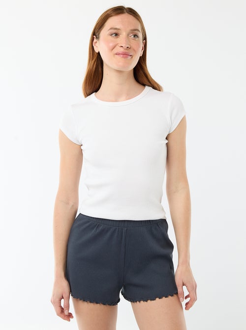 Korte pyjamashort van effen katoen - Kiabi