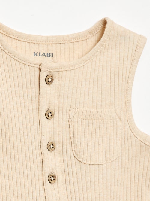 Korte ribgebreide romper - Kiabi