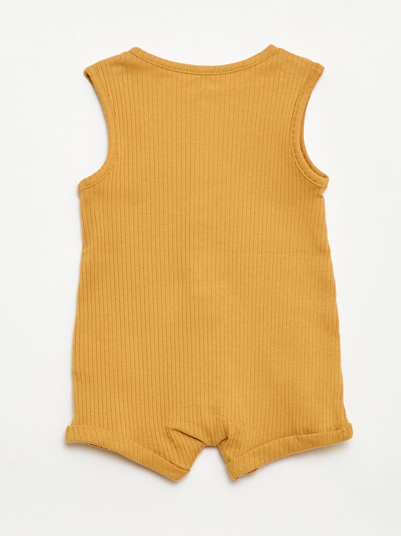 Korte ribgebreide romper Mosterdgeel - Kiabi