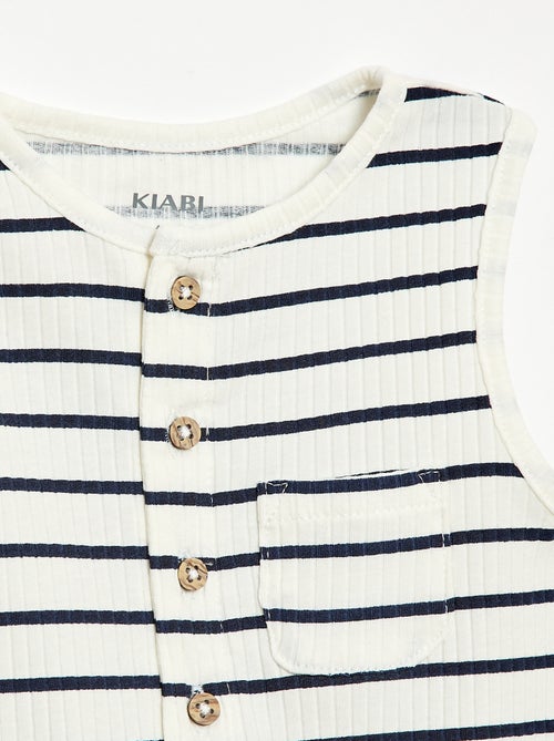 Korte ribgebreide romper - Kiabi