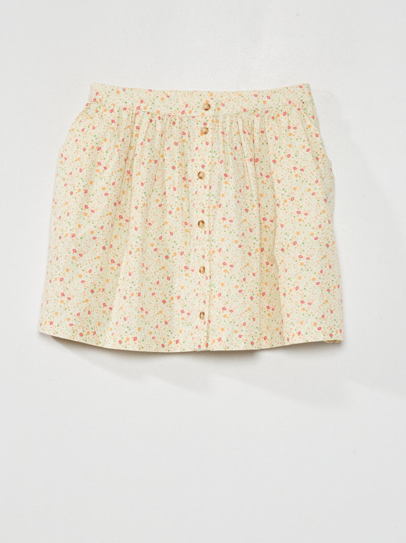 Korte rok met knoopsluiting WIT - Kiabi