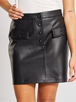 Korte rok met knopen van imitatieleer - Kiabi