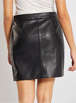 Korte rok met knopen van imitatieleer - Kiabi