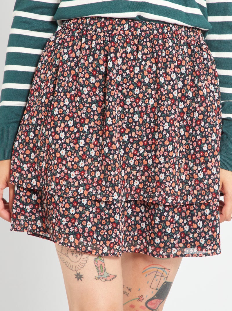 Korte rok met ruches en bloemenprint ROSE - Kiabi