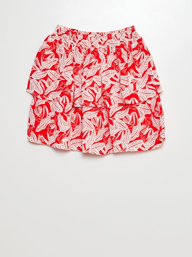 Korte rok met ruches en print ROOD - Kiabi
