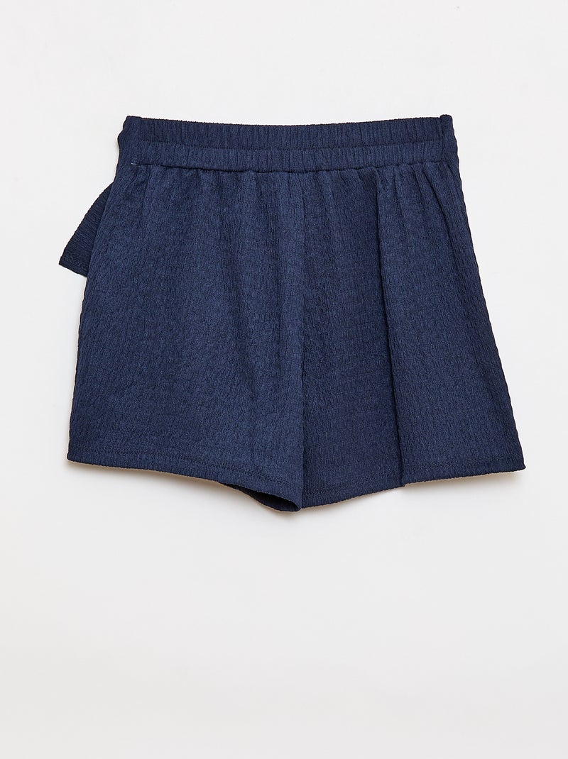 Korte rok-short van lichte effen tricot Marineblauw - Kiabi