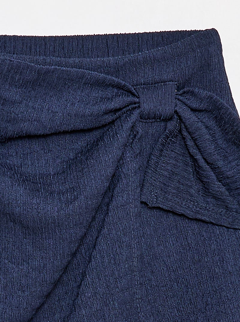Korte rok-short van lichte effen tricot Marineblauw - Kiabi
