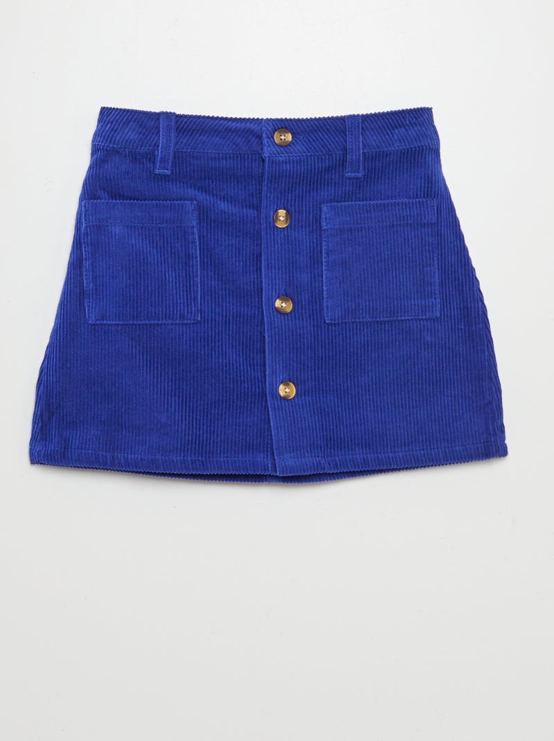 Korte rok van corduroy blauw - Kiabi