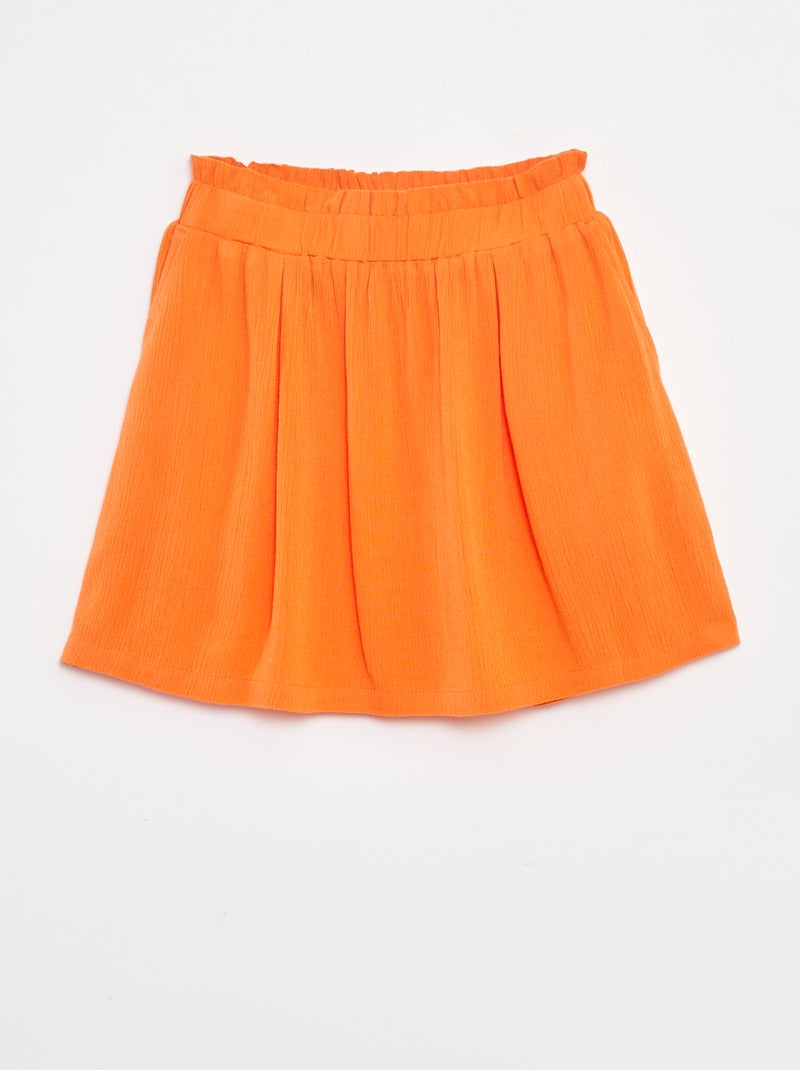 Korte rok van crêpestof Oranje - Kiabi