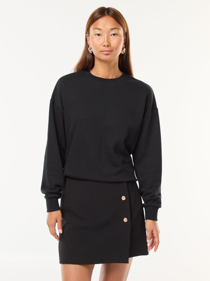 Korte rok van milanotricot met goudkleurige knopen zwart - Kiabi