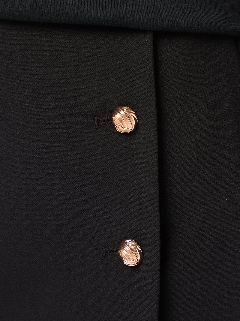 Korte rok van milanotricot met goudkleurige knopen zwart - Kiabi