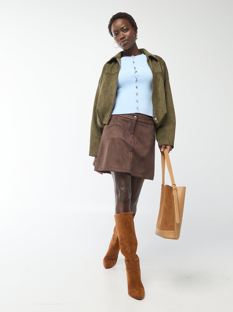 Korte rok van suedine Bruin - Kiabi