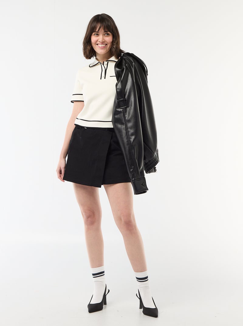 Korte rokshort met riem Zwart - Kiabi