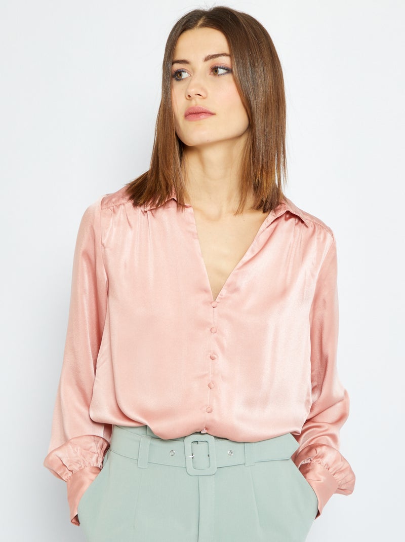 Korte, satijnen blouse ROSE - Kiabi