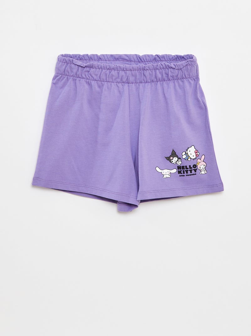 Korte setje - T-shirt + short 'Hello Kitty' - 2-delig Paars - Kiabi