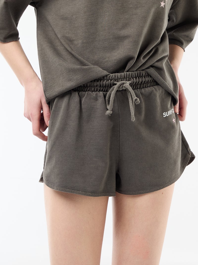 Korte short van french terry met opschrift Grijs - Kiabi