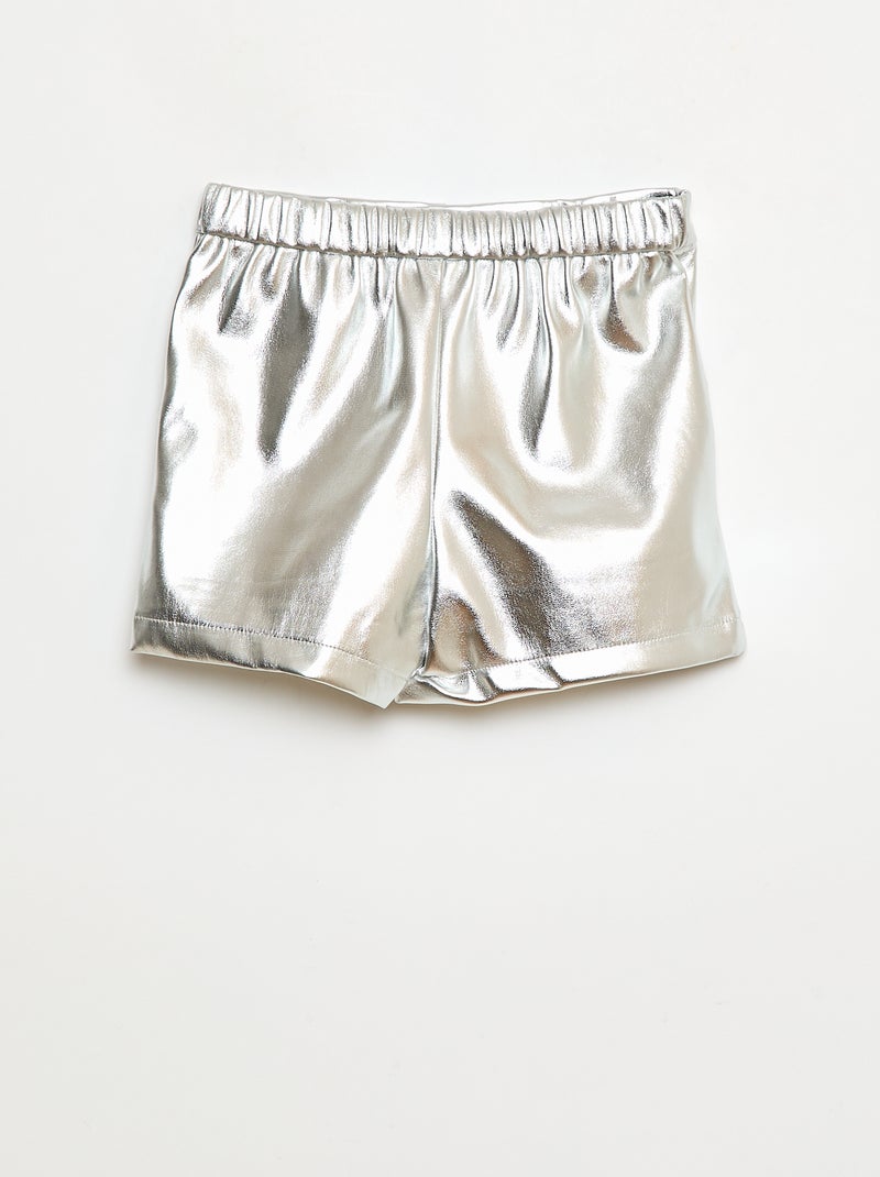 Korte short van imitatieleer Grijs - Kiabi