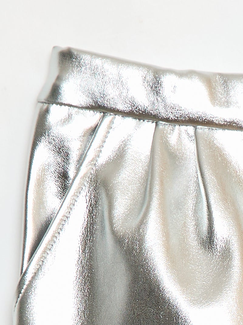 Korte short van imitatieleer Grijs - Kiabi