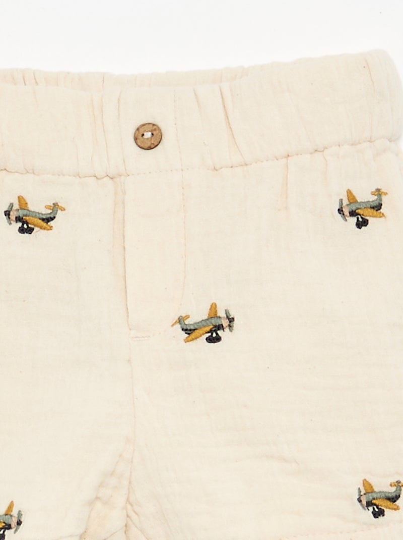 Korte short van katoengaas Beige - Kiabi