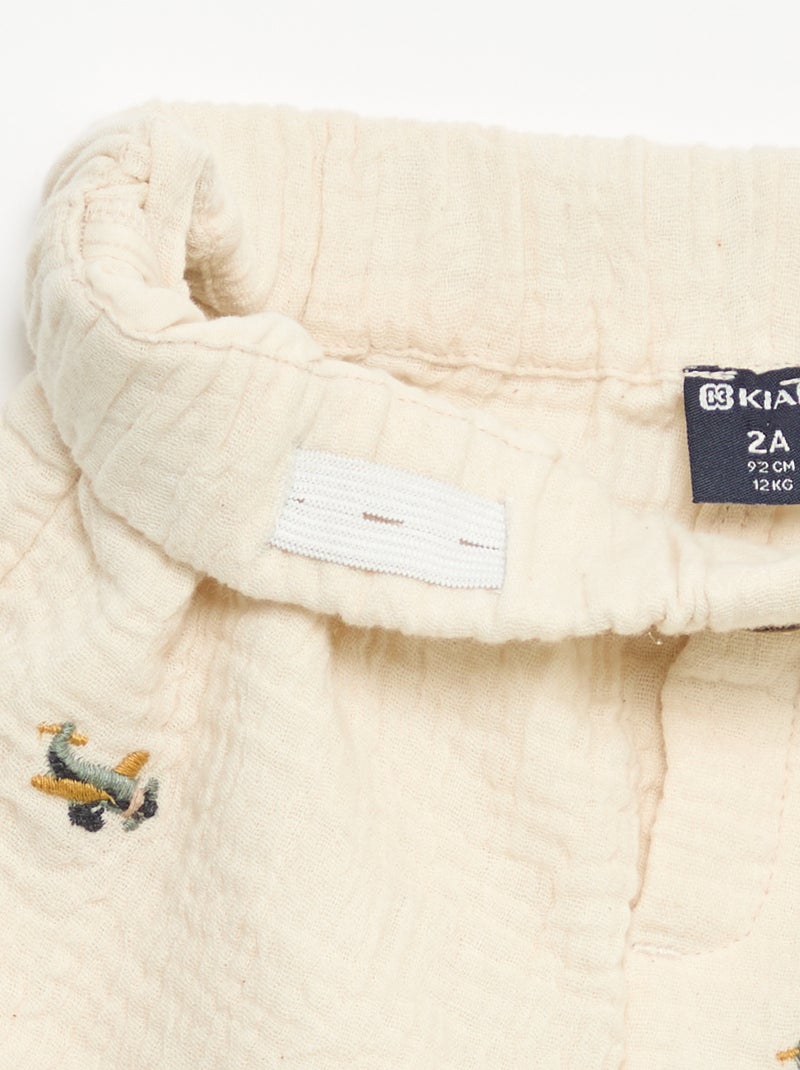 Korte short van katoengaas Beige - Kiabi
